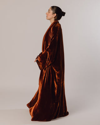Wide Sleeve Velvet in Burnt Orange