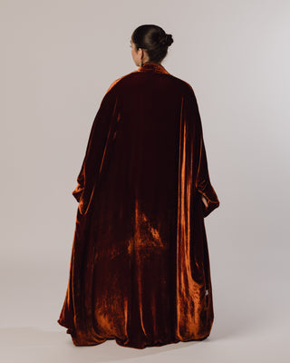 Wide Sleeve Velvet in Burnt Orange
