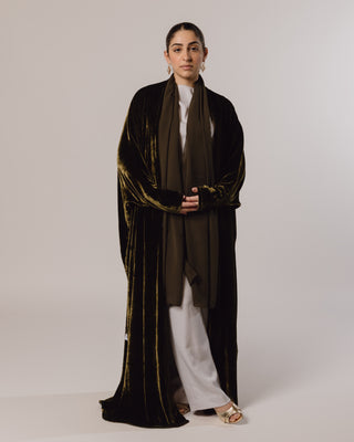 Tight Sleeve Velvet in Olive Green